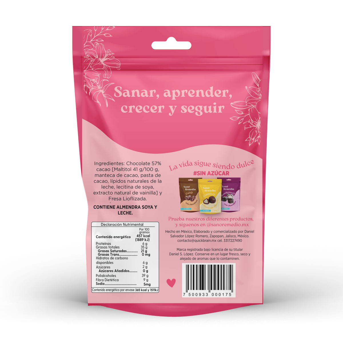 Láminas de chocolate con Fresa 80 g