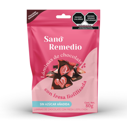 Láminas de chocolate con Fresa 80 g